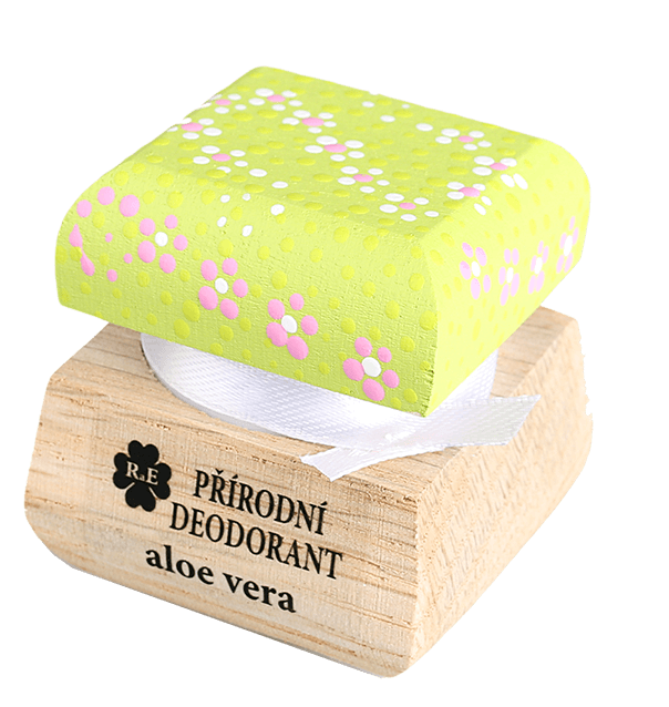 Prírodný krémový dezodorant s vôňou aloe vera a extraktom z aloe - s ručne maľovaným viečkom 15 ml
