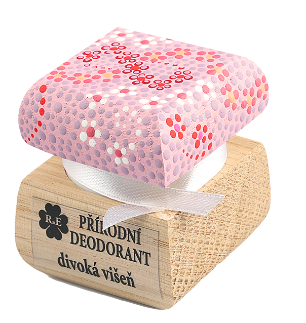 Prírodný krémový dezodorant Divoká višňa s ručne maľovaným viečkom - ružová 15 ml